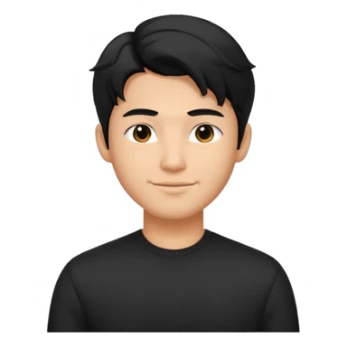 Asian guy wavy hair, dressed cool in black, demure but with a smirk  sticker