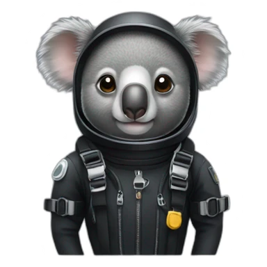 koala in black diving suit sticker