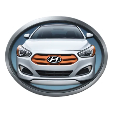 A highly detailed, photorealistic image of a Hyundai car emblem, stylized “H” enclosed in an oval shape sticker