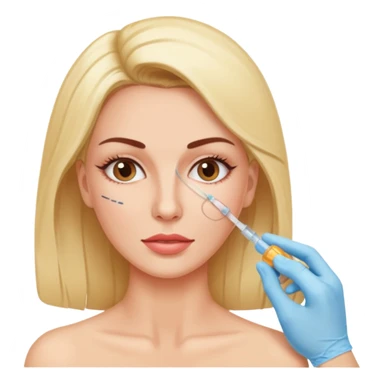 Woman taking a botox injection in the face sticker