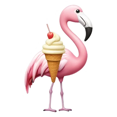 a flamingo eating an ice cream cone  sticker
