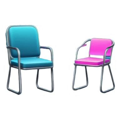 Window with neon reflection + empty chair, Apartment Windows. sticker