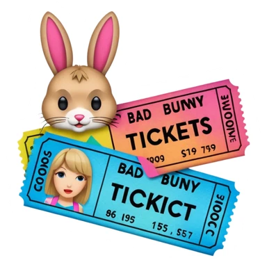 bad bunny and taylor swift concert tickers sticker