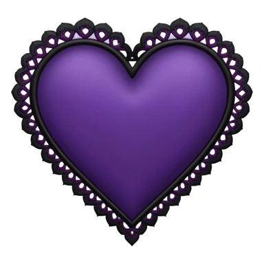 Dark purple gothuc heart, realistic black lace trim sticker