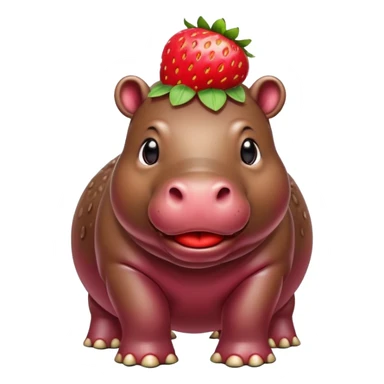 Liberian pygmy hippopotamus with a strawberry on its head. sticker