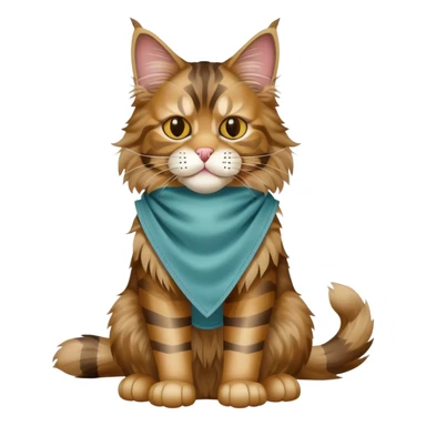 Maine Coon cat full body sitting with a mask sticker