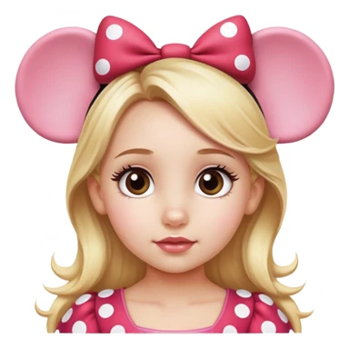 Little girl Hazel eyes blonde hair Minnie mouse ears sticker
