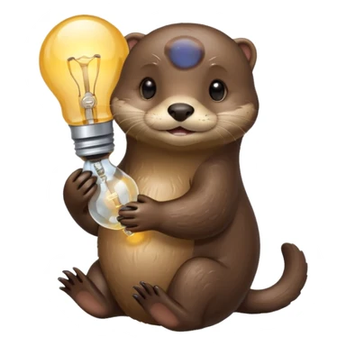 otter hugging a lightbulb sticker