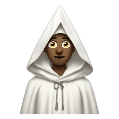 guy in white robes pointy triangle hood with eyeholes sticker