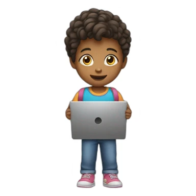 child with laptop in hands sticker