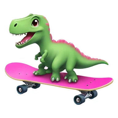 Pink dinosaur on a skateboard  sticker