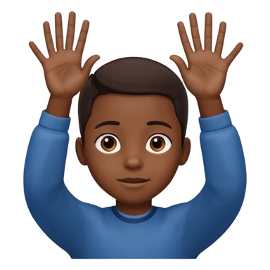 a black kid with two hands up sticker