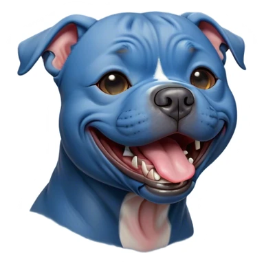 Cinematic Cute Yawning Blue Staffordshire Bull Terrier Portrait Emoji, Head tilted slightly with a dramatic, wide-open yawn, showcasing a smooth blue Fur with a refined texture, floppy ears slightly drooping, round dark eyes barely open in drowsy contentment, Simplified yet irresistibly adorable features, highly detailed, glowing with a soft, cozy glow, high shine, relaxed yet expressive, stylized with a touch of whimsy, bright and endearing, soft glowing outline, capturing the essence of a sleepy yet affectionate guardian, so drowsy it feels like it could stretch right out of the screen and curl up for a nap! sticker