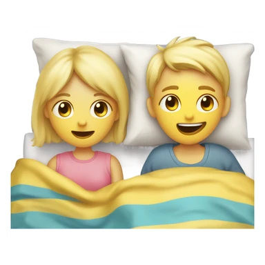 Two blonde children, one Boy, one girl, sick in beds, at home, get well soon sign with yellow heart sticker