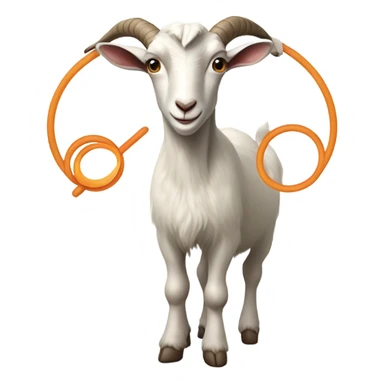 A goat with a two circles next to eachother and a stick coming out of his stomach  sticker