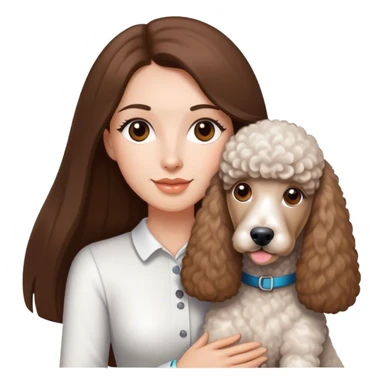 Long straight brown hair brown eyes beautiful women The white standard poodle you're holding sticker