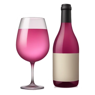wine bottle and pink wine glass sticker