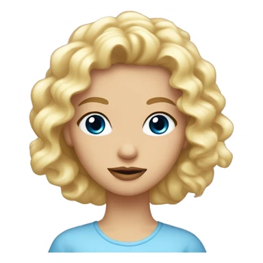 una chica blanca, rubia de rizos, ojos azules, labios rosas, pestañas bonitas sticker