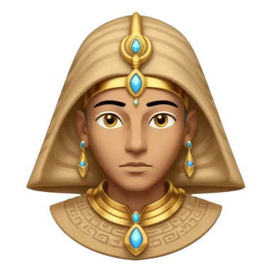 ancient pharaoh sand mage portrait, head and shoulders only, Egyptian-inspired hood collar, gold ornaments, mystical sand swirl, glowing eyes, 3D cartoon, mobile game icon style, clean background, no text, no watermark
 sticker
