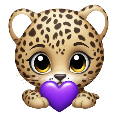 Baby leopard holding a purple heart  sticker