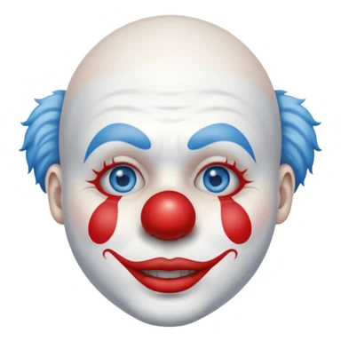 ["Clown with white face paint and red nose, single teardrop."] sticker