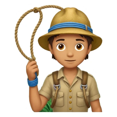 Boy + holding rope,Jungle Explorers. sticker