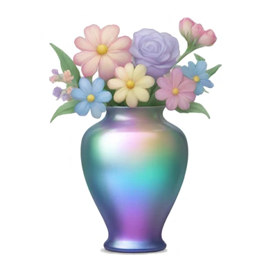 Iridescent vase with pastel flowers sticker