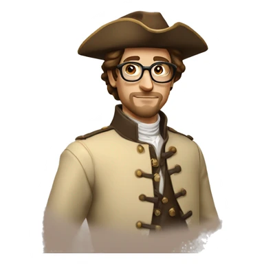 Musketeer man beige jacket short brown hair garden round glasses sticker
