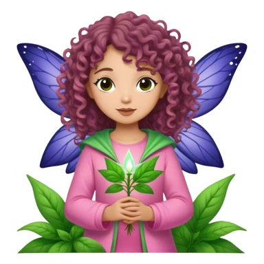 pink, green indigo irish weed fairy curly brown hair sticker