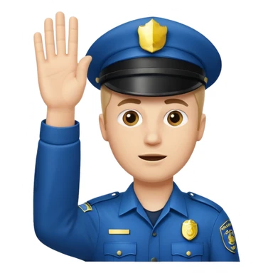 a white police man with one hand up telling the traffic to stop sticker