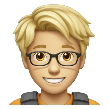 9-year-old white blond boy with glasses and braces on his teeth sticker