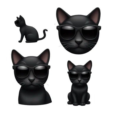 black cat wearing black framed sunglasses sticker