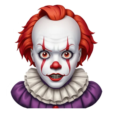 create a scary pennywise clown with cracks in his face sticker