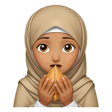 Hijab girl crying with samosa in her hand  sticker