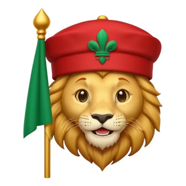 Cute lion emoji face wearing a fez with same flag morocco color sticker