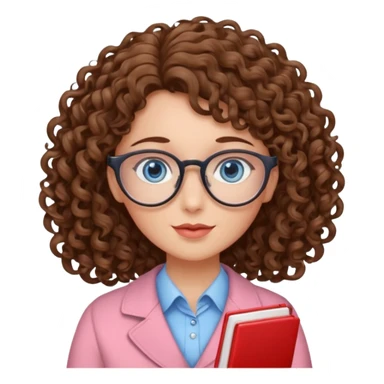 teacher blue eyes glasses curly brown hair long kind valentine hdeart sticker