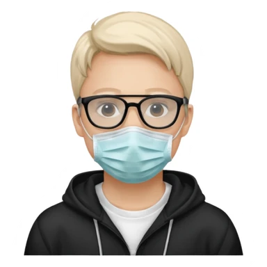 emojis.com man-with-medical-mask-and-white-hoody-and-black-glasses sticker