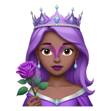Purple rose flower with silver tiara sticker