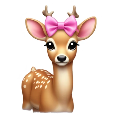 pretty deer with pink bow to the side of its head  sticker