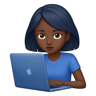 dark-haired girl at a dark blue laptop sticker