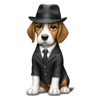 Beagle puppy in pinstripe suit and fedora  sticker