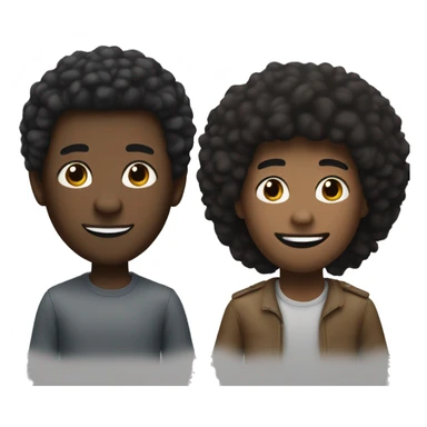 > "Create a Memoji representing a young black man, 19 years old, with dark skin and a mini afro. Half of his face is visible with soft features and a friendly smile, while the other half is partially covered by a Guy Fawkes mask. sticker