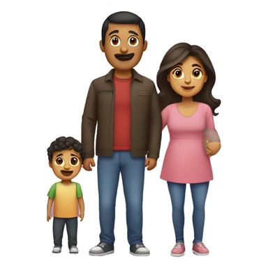 Hispanic mom, dad, little girl and baby boy sticker