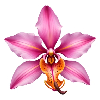 single pink and orange orchid and oriental lily flower sticker