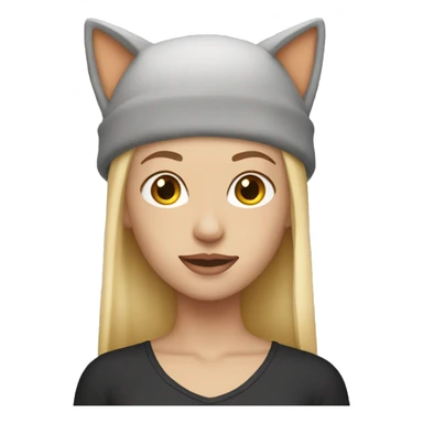 Blonde Girl with cat ear hat on sticker