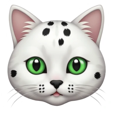 um gato branco com manchas pretas  olho preto e verde só manchas pretas sticker