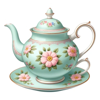 Vintage tea with flower design sticker