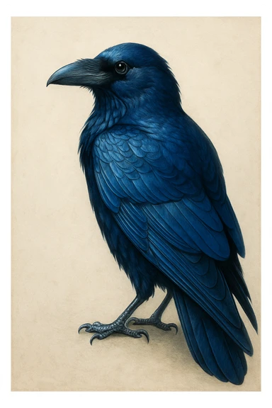 blue raven, detailed, elegant sticker
