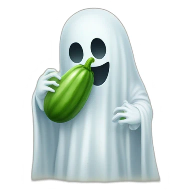 Ghost holding a cucumber under the dhery sticker