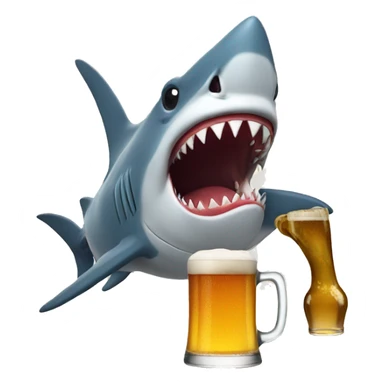 Shark with beer being poured in its mouth sticker